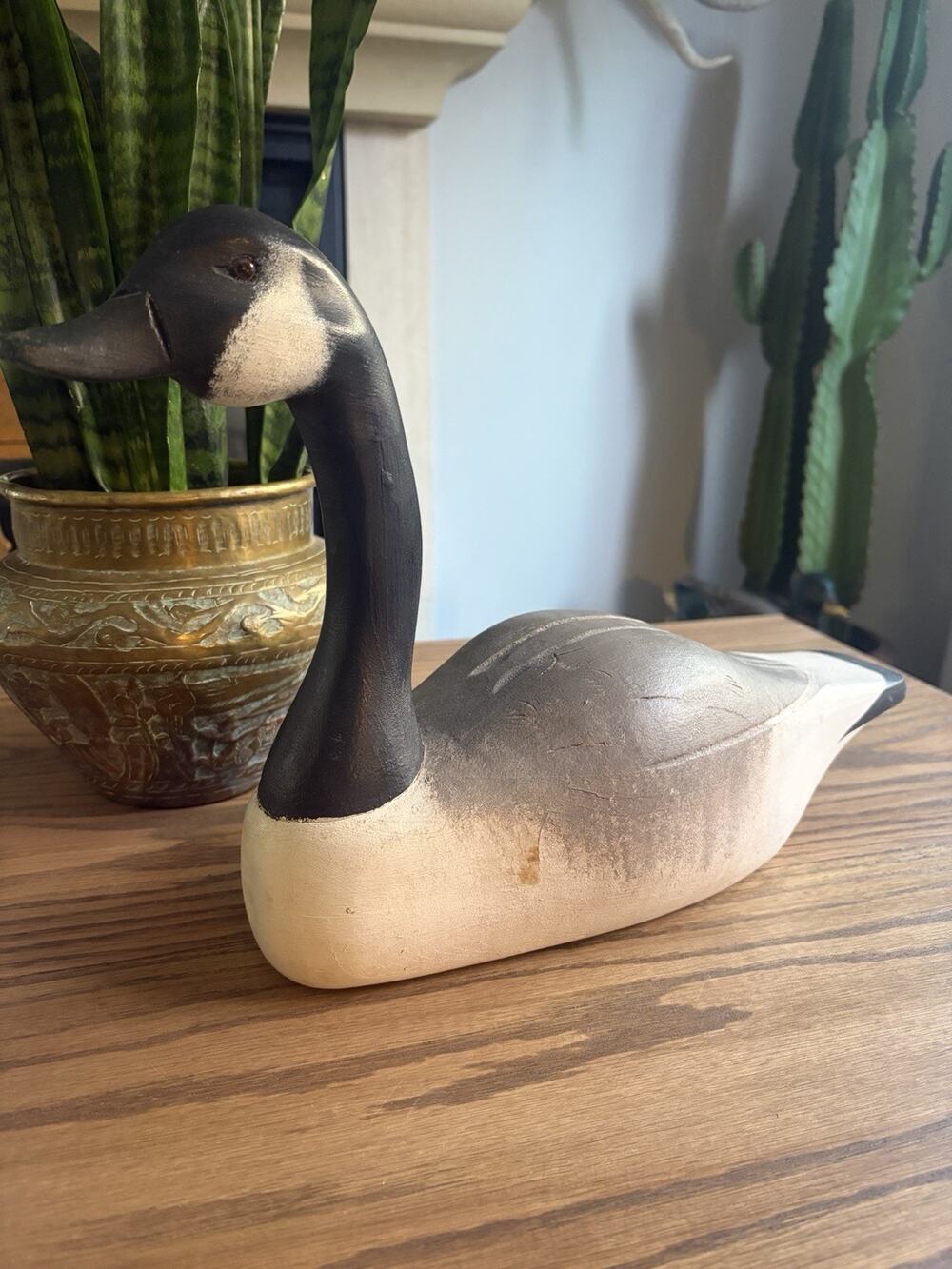 Vintage 1980s Wooden Wildlife Hand Carved Canadian Goose Decoy Kennebuck Maine